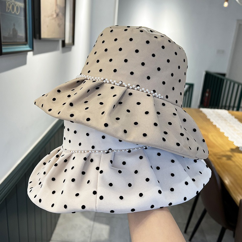 Polka Dot Print Sun Hat Elegant French Style Foldable Bucket - Temu