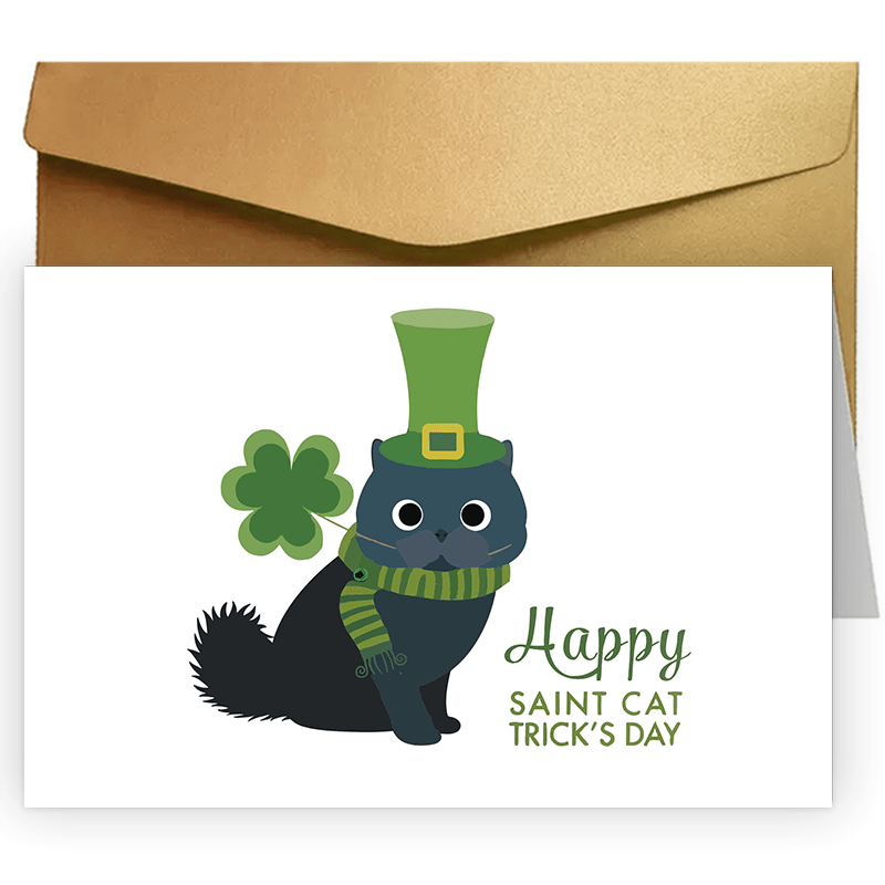 

1pc Funny Creative St. Patrick's Day Greeting Card Cat St. Patrick's Day Card, Cat Lover, Pet Lover, St. Patricks Cat, Cute Cat Card