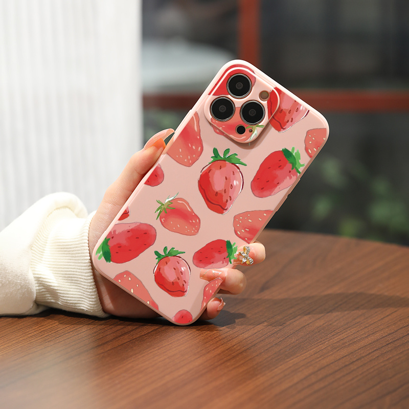 

Strawberries Silicone Phone Case For Iphone Series Protection Phone Cases Car Fall Back Case