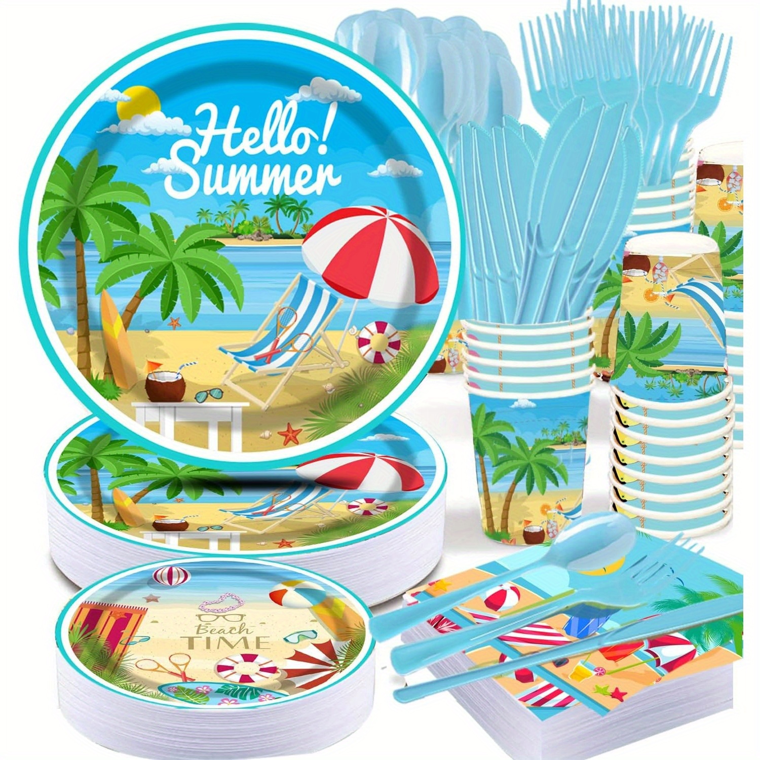 Beach Party Supplies Tableware Set Summer Pool Party - Temu