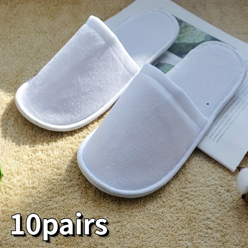 

10pairs Disposable Slides, Spa Slippers, Unisex Indoor Slippers, Lightweight Closed Toe Non-slip Slippers For Hotel Home Travel