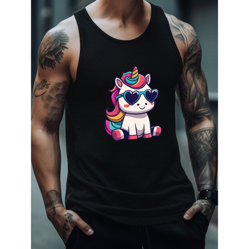 

Plus Size Men's Anime Unicorn Graphic Print Tank Top Breathable Quick Dry Sleeveless Tees For Sports/fitness