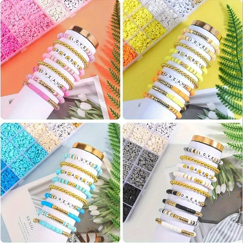 Clay Beads Set Bracelet Making Flat Preppy Beads Friendship - Temu