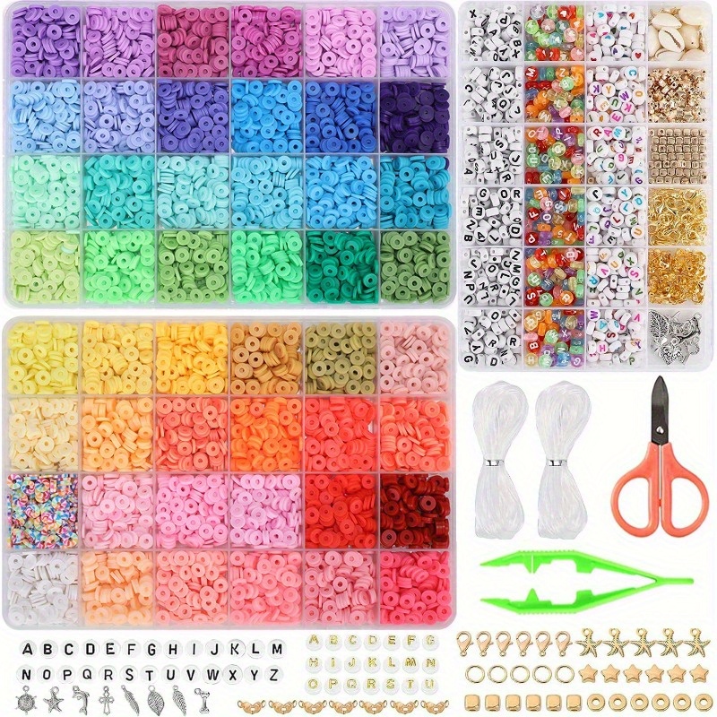 

8000pcs Colorful Polymer Clay Beads With Creative Assorted Beads And Charms For Jewelry Making Diy Friendship Bracelet Necklace Beaded Craft Supplies