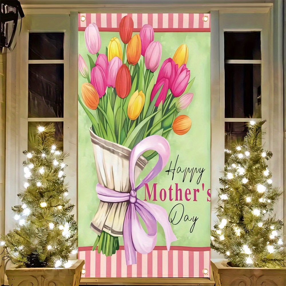 

1pc, 70x35 Inch Door Cover Banner,vinyl, Front Door Decoration, Photo Background Welcome Banner, Happy Mothers' Day Decor