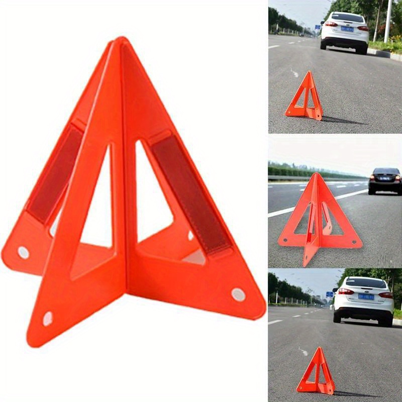 

1pc Portable Car Auto Reflective Traffic Warning Sign Triangle Foldable Solid Standing Tripod Road Emergency Standby Car Accessories