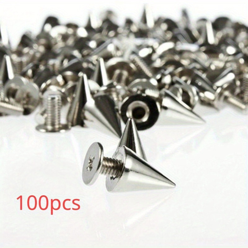 

Value Pack 100pcs/set 7x10mm Cone Studs And Spikes For Clothes, Screw Back Diy Craft Accessories, Cool Punk Garment Rivets For Faux Leather/bag/shoes