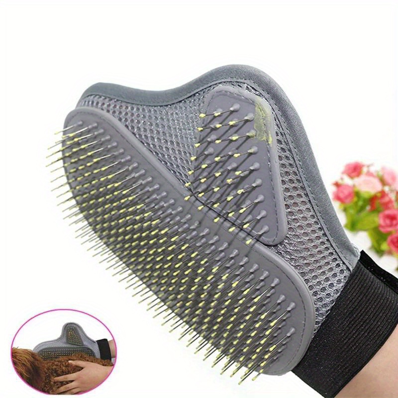 

1pc Pet Hair Comb Massage Glove, Gentle And Effective Dog Bath Brush Deshedding Grooming Mitts For Dogs Cats