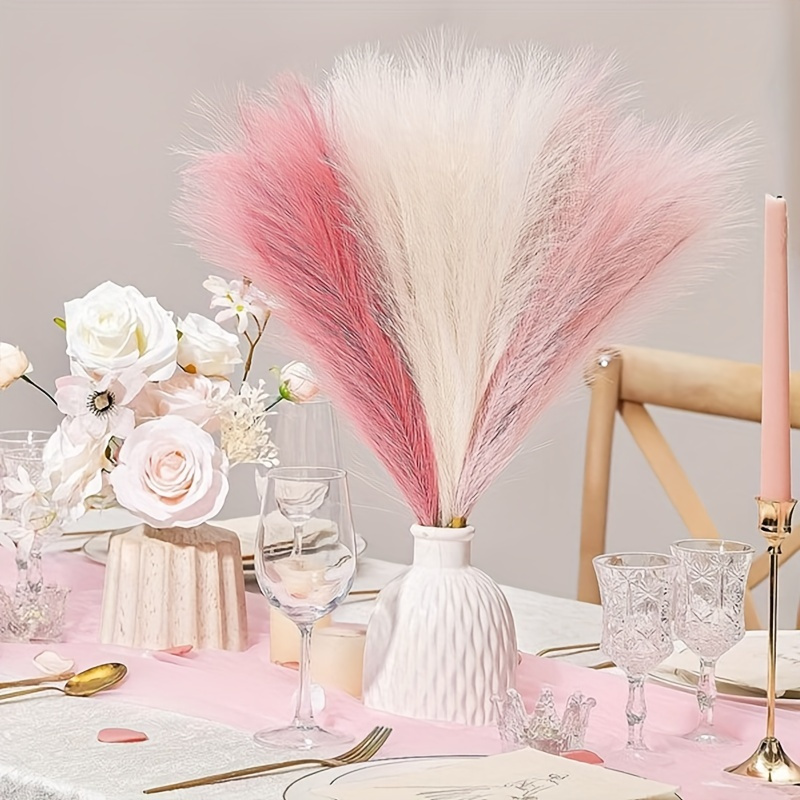 

9pcs Simulation Reed Flower, Pink & White Home Decor, Artificial Floral Bouquet, Wedding Centerpieces, Tabletop Decor, Romantic Vase Filler