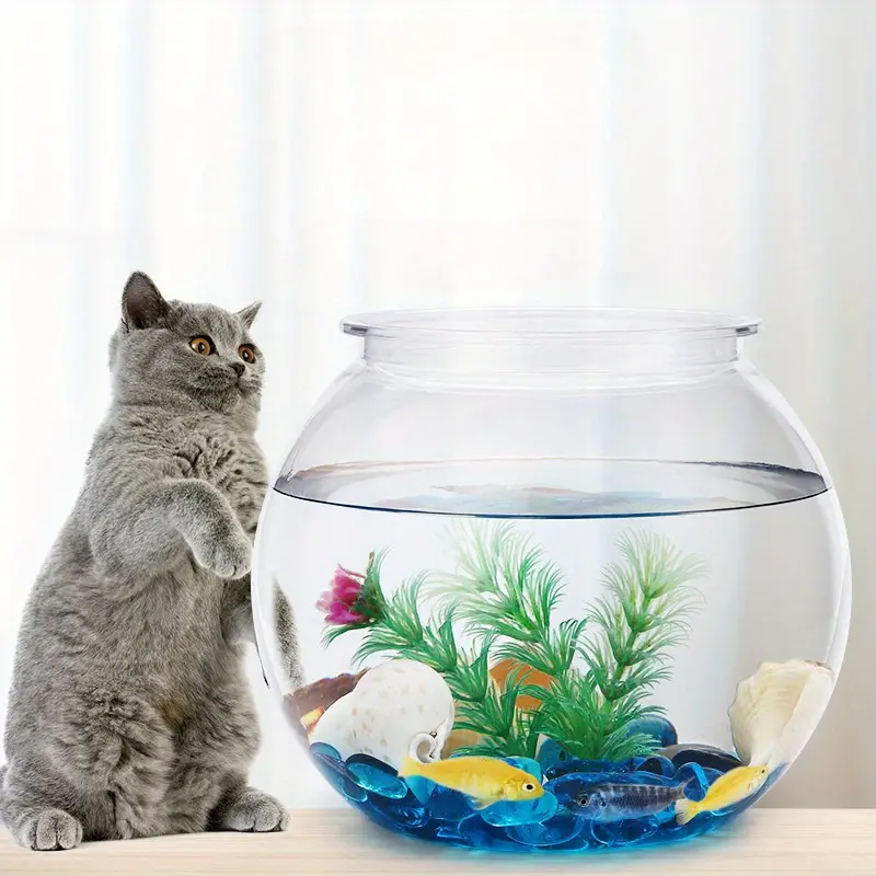 1pc Transparent Small Fish Tank, Clear Plastic Round Ball Fish Tank, Living  Room Table Golden Fish Tank, Household Anti-fall Fish Tank, Home Decor Sup