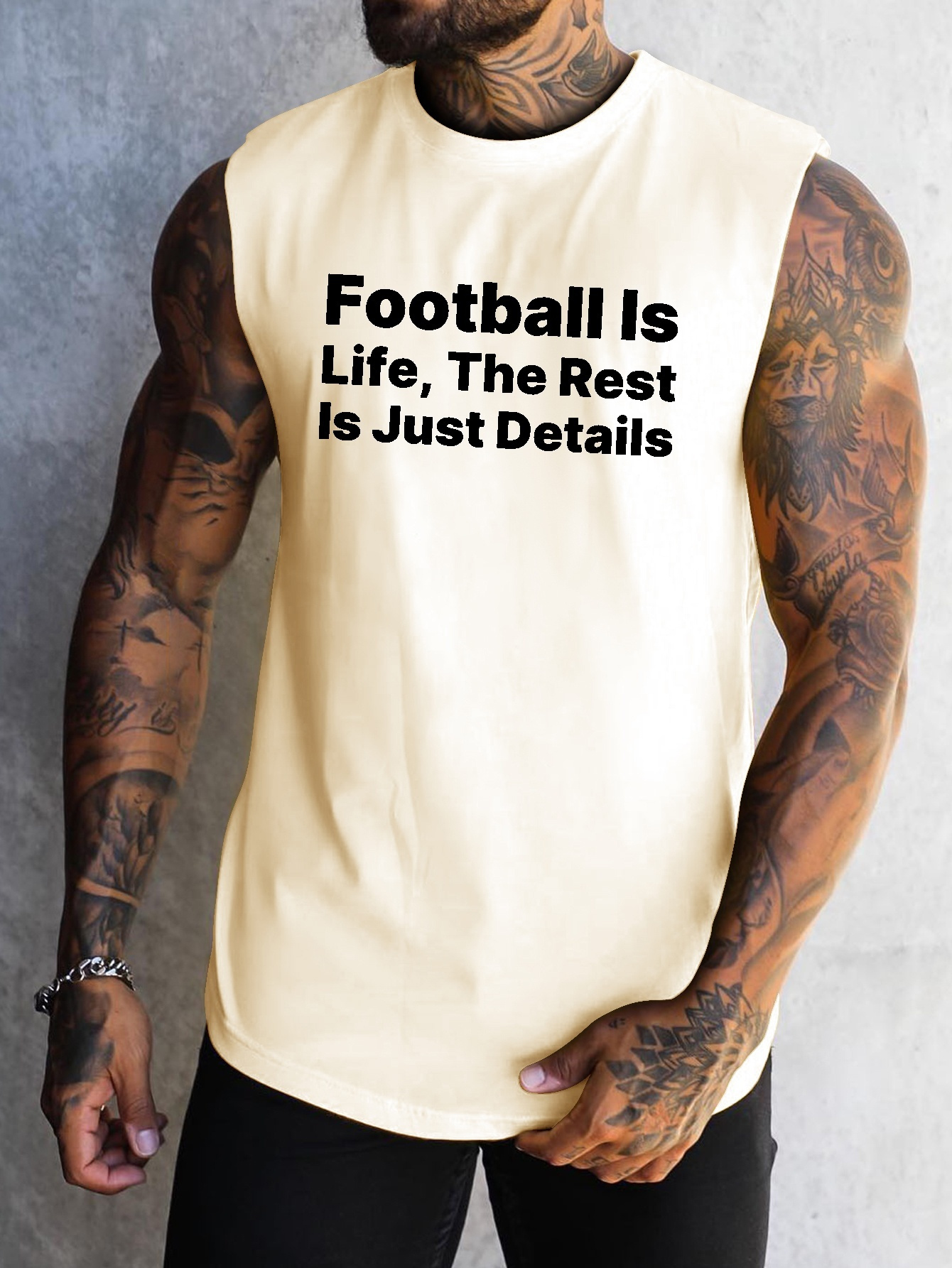 Plus Size Men's Tank Top "football Life Rest Details" Temu Australia