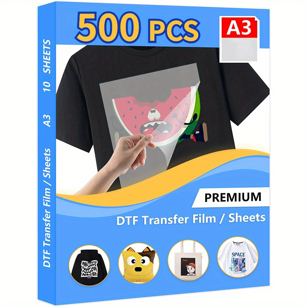 

500 Sheets Of Clear Pretreat Sheets For A3 Dtf Transfer Film Paper, Pet Heat Transfer Paper For Epson Inkjet Printer And Dtg Printer, Direct Printing On T-shirts And Textiles