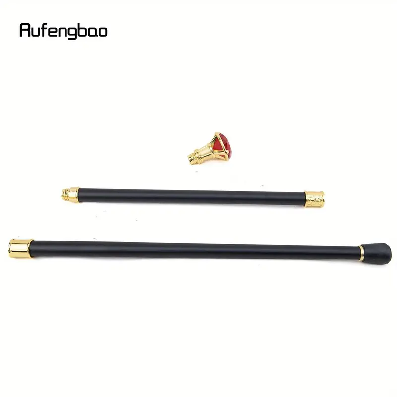 red artificial diamond type golden elegant walking cane retro decorative walking stick gentlemen luxury crosier knob walking stick 93cm halloween cosplay photo props larp party supplies stage performance accessories details 9