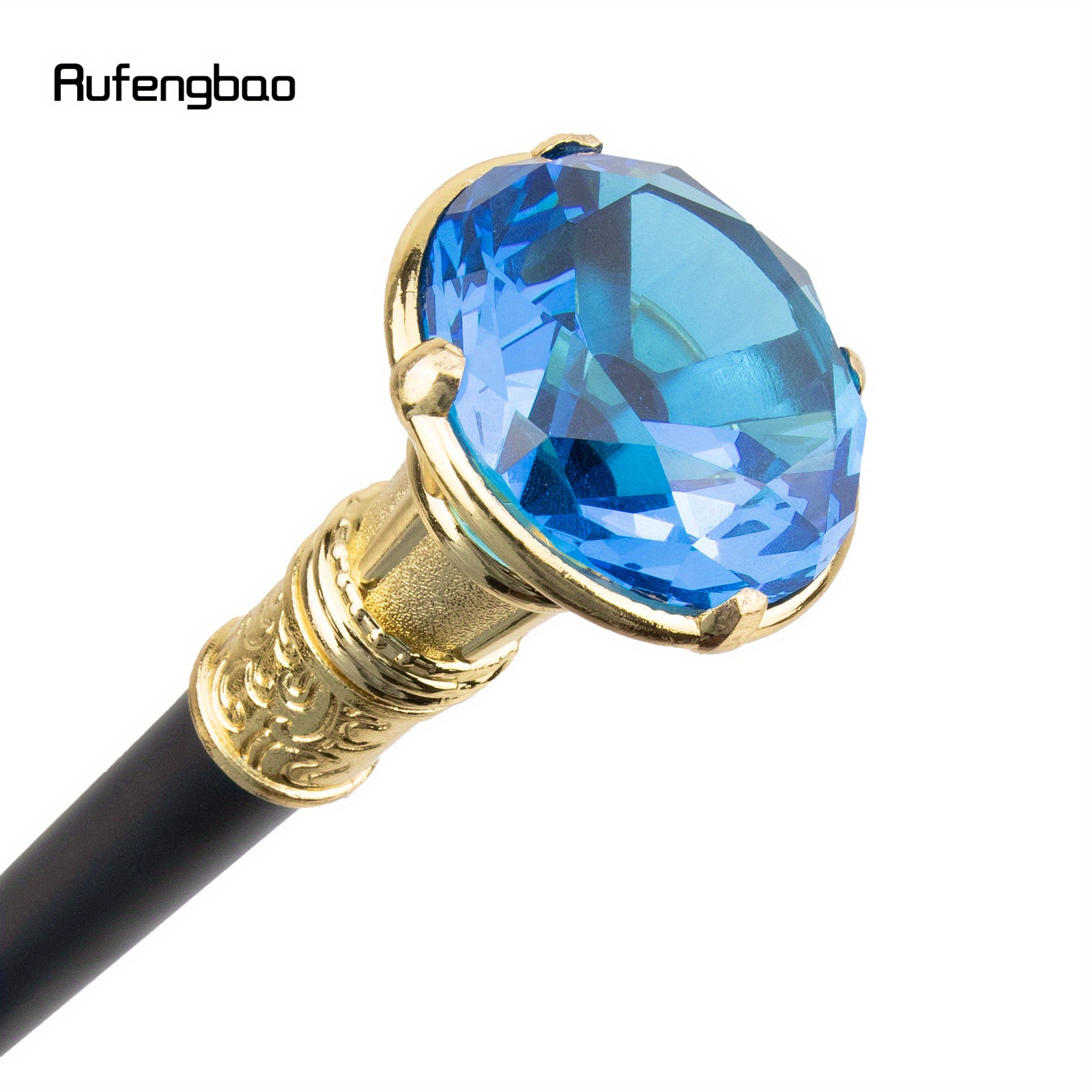 Blue Artificial Diamond Type Golden Elegant Walking Cane, Retro Decorative  Walking Stick, Gentlemen Luxury Crosier Knob Walking Stick 93cm, Halloween 
