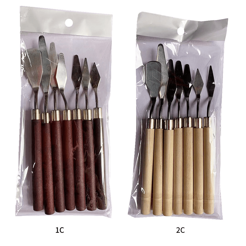 7pcs stainless steel cake decorating set   fondant spatulas cream mixing scrapers oil painting shovel essential baking tools   artists details 0