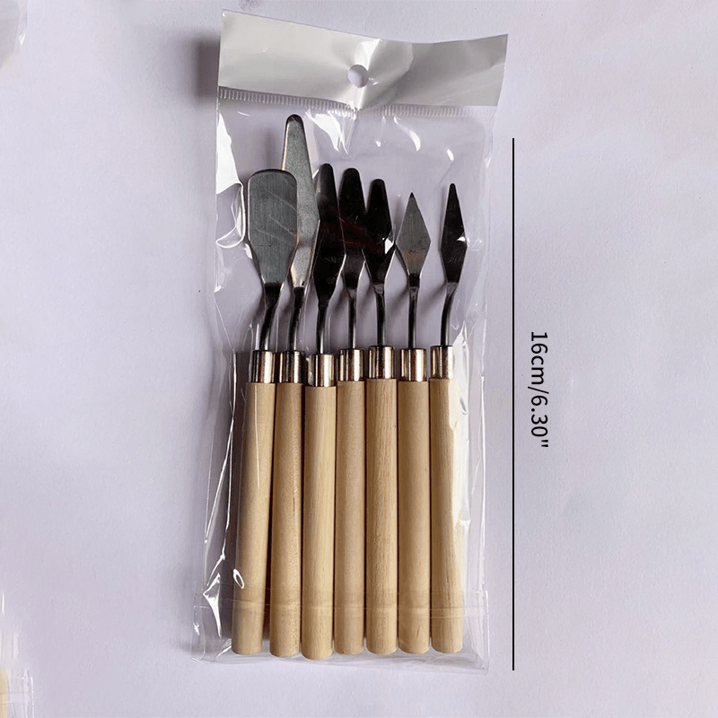 7pcs stainless steel cake decorating set   fondant spatulas cream mixing scrapers oil painting shovel essential baking tools   artists details 4