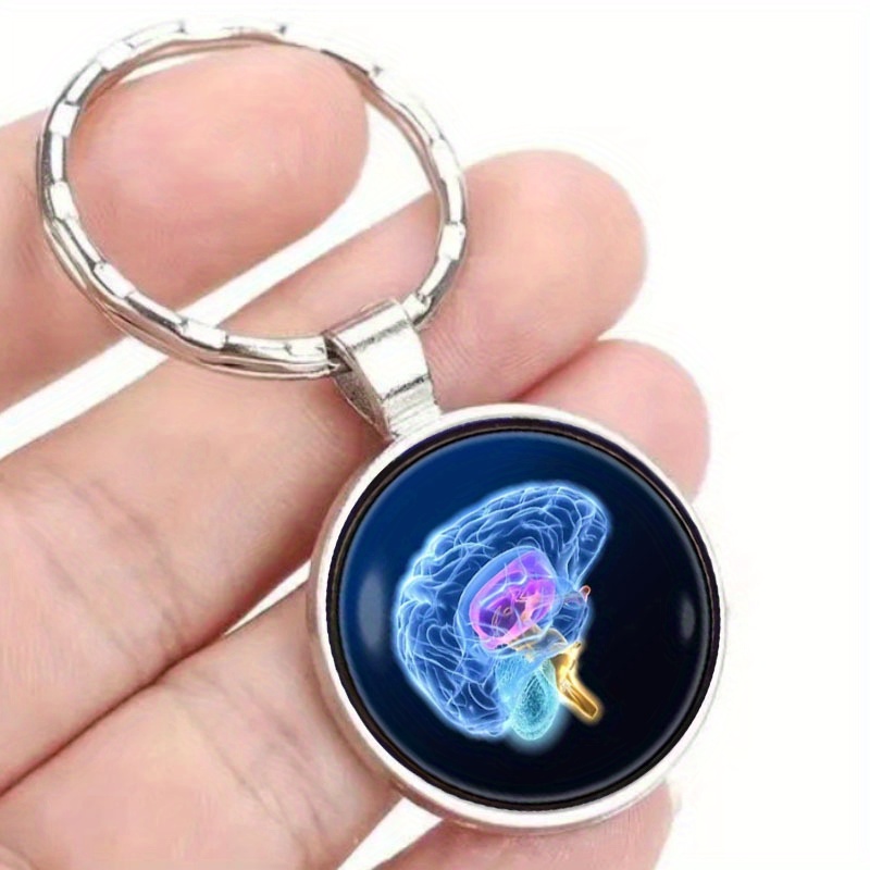 Educational Keychain Neurological Gift for Nurses, Alloy  Cell-Shaped Keyring with Brain Ideal for Dec