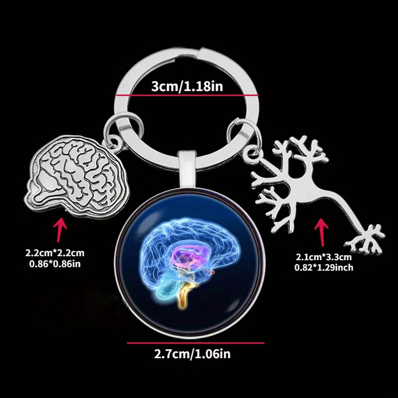 Educational Keychain Neurological Gift for Nurses, Alloy  Cell-Shaped Keyring with Brain Ideal for Dec