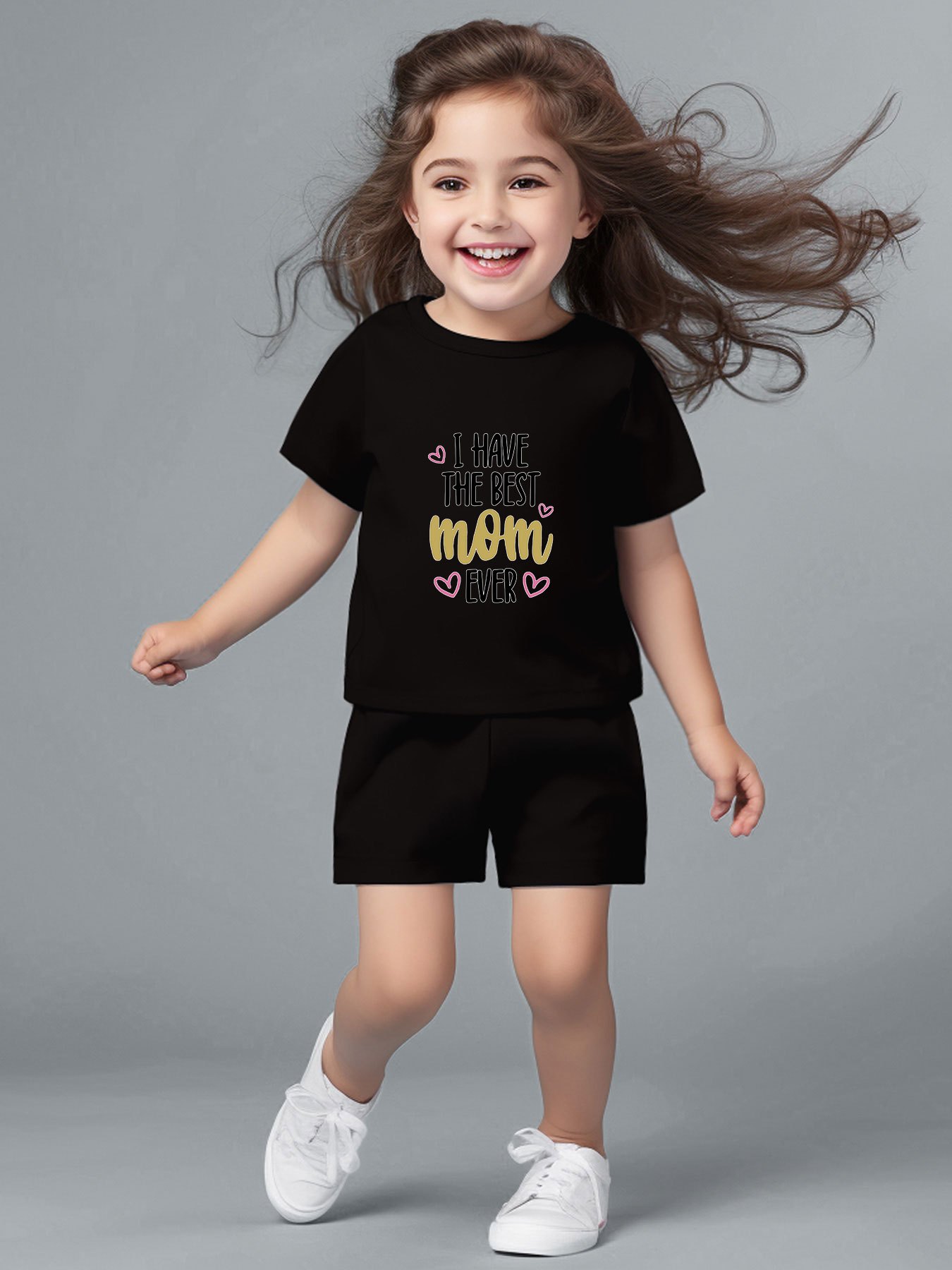 Trendy cotton set girl s i best mom ever pattern casual temu new zealand
