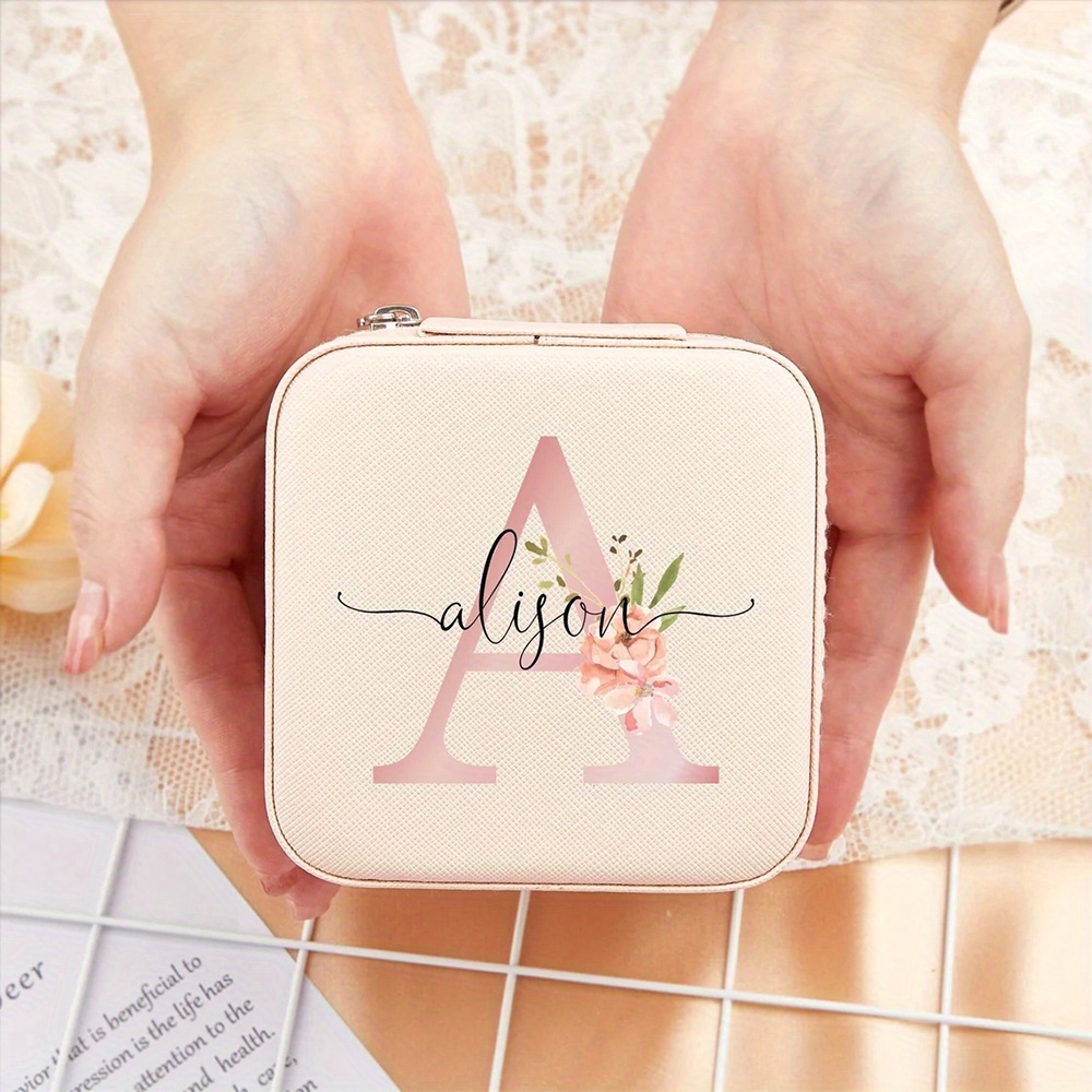 

1pc Customized Birthday Flower Jewelry Box, Leather Jewelry Travel Storage Box, Mom Gift, Personalized Gift For Bridesmaid, Valentines Day Gifts, Bridesmaid Gifts