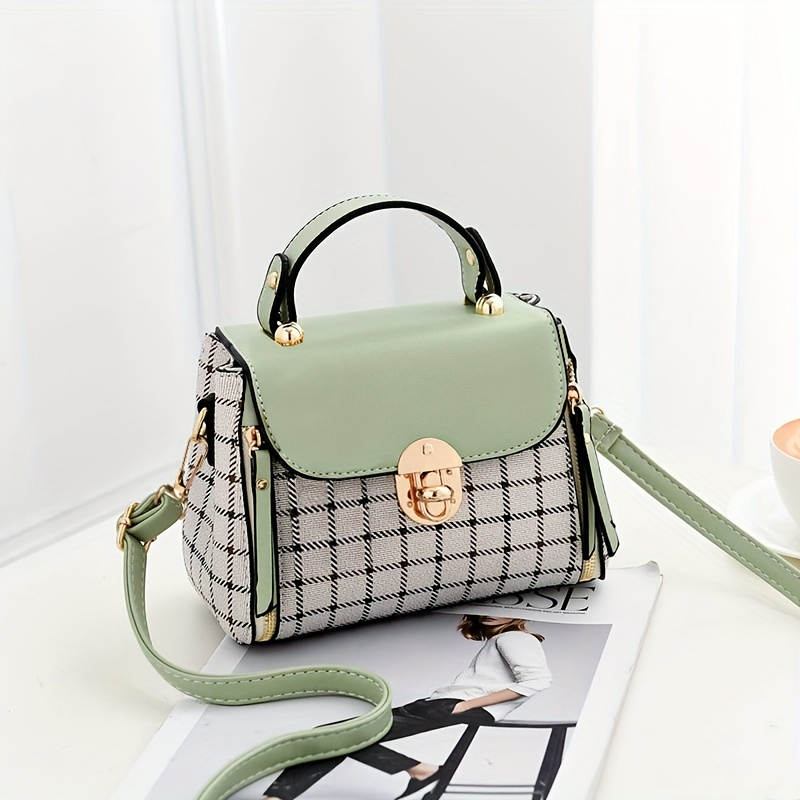 new korean checkered pattern single shoulder crossbody bag womens casual decorative flap purse fashion trend small check handbag with zipper closure and polyester lining details 4
