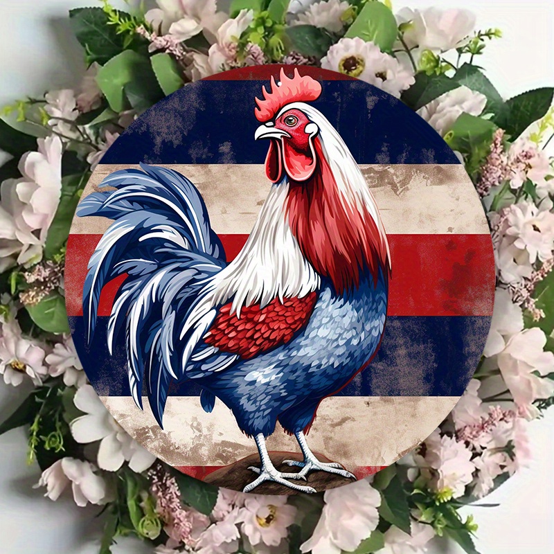 

Un Panneau En Métal En Aluminium De 8x8 Pouces Représentant Un Coq Rouge Sur Un Motif De Drapeau En Rouge, Blanc Et Bleu, Adapté À Divers Scénarios Tels Que Les Maisons, Les Tavernes, Les Clubs