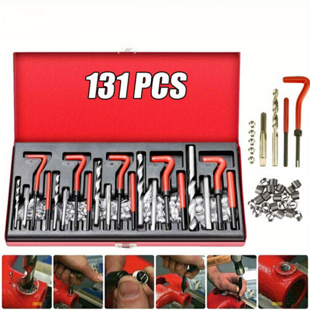 

131pcs Metric Thread Repair Tool Kit | Hss Drill Helicoil Repair Kit Metric M5 M6 M8 M10 M12