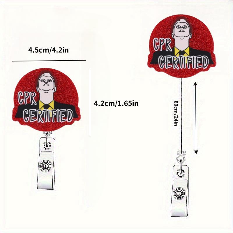 1pc Nurse Retractable Badge Reel Clip Push Button ID Key Holder CPR CERTIFIED,Heart,Acrylic,Chest,Temu,Temu