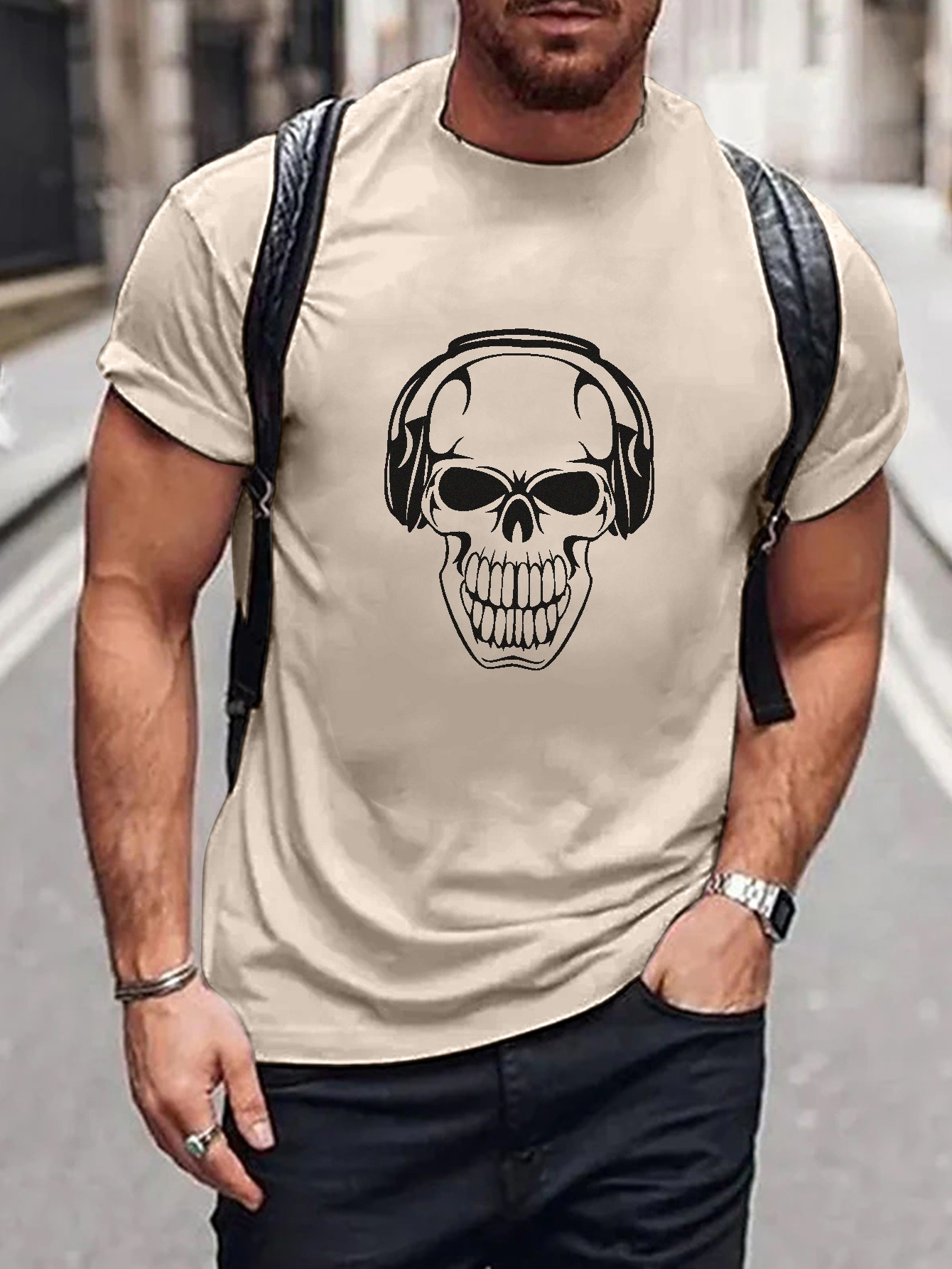 Trendy Skull Graphic Print Mens Short Sleeve T Shirts Comfy Temu Canada 1484