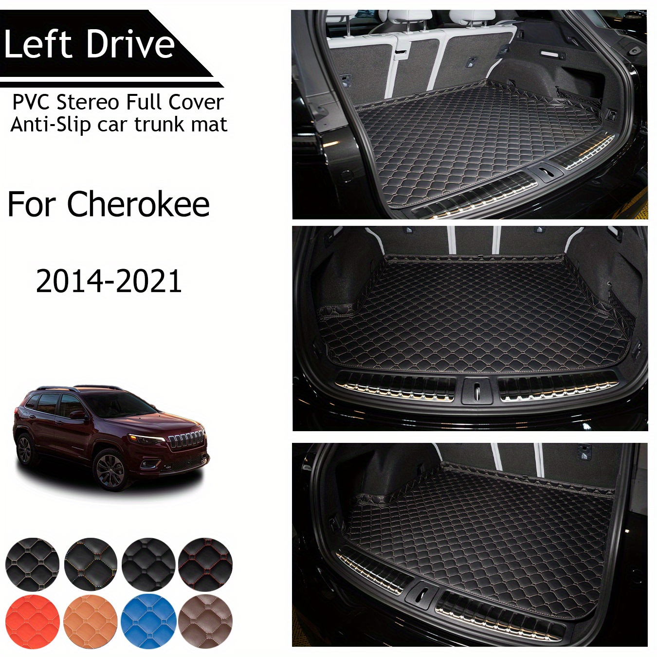 

Tegart [lhd] For Chero Kee For 2014-2021 3 Layer Pvc Stereo Full Cover Anti-slip Car Trunk Mat