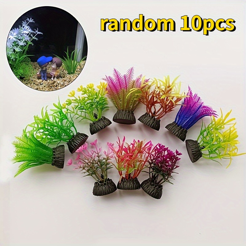 

10pcs Assorted Artificial Seaweed Aquarium Plants - Material For Fish Tank Landscaping