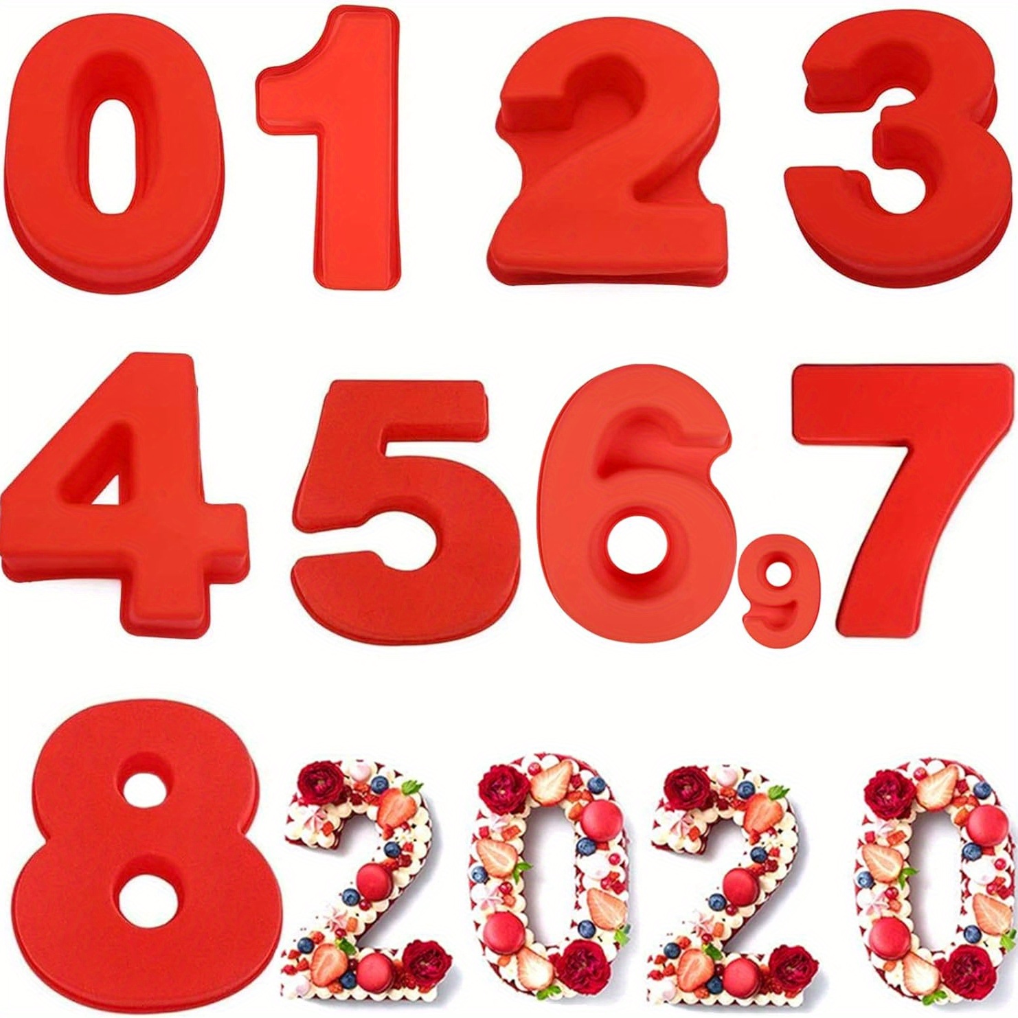 

Set, Silicone Numbers Cake Molds, 3d Baking Silicone Mould, Large/small Number Cake Pan Set, 0-9 Numbers Cake Pans, Silicone Baking Pans For Birthday And Wedding Anniversary 3d Baking Molds Numbers