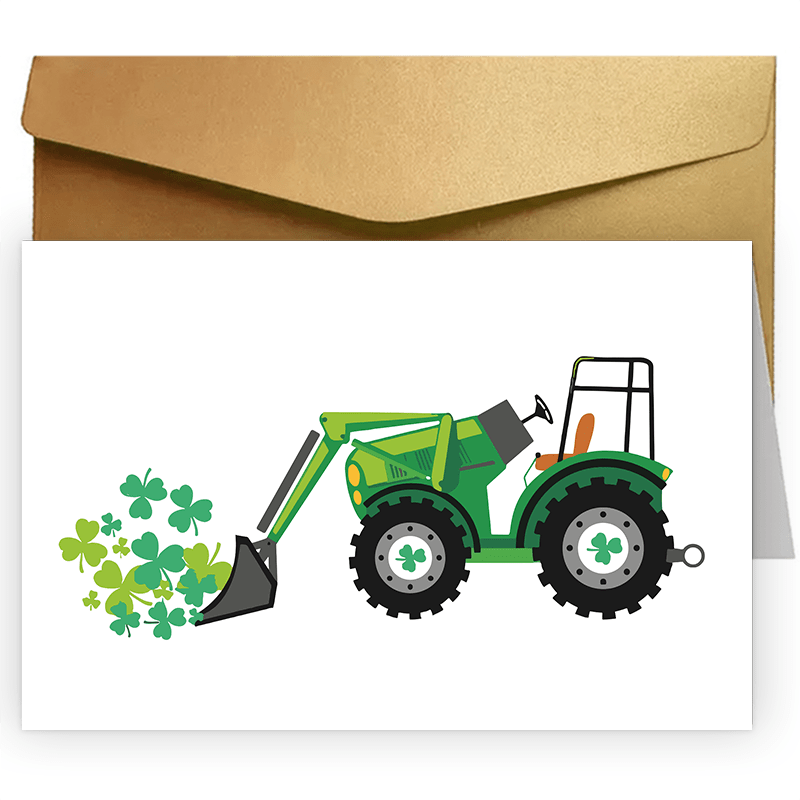 

1pc Fun And Creative St. Patrick's Day Greeting Card - Shamrocks Tow Truck Card