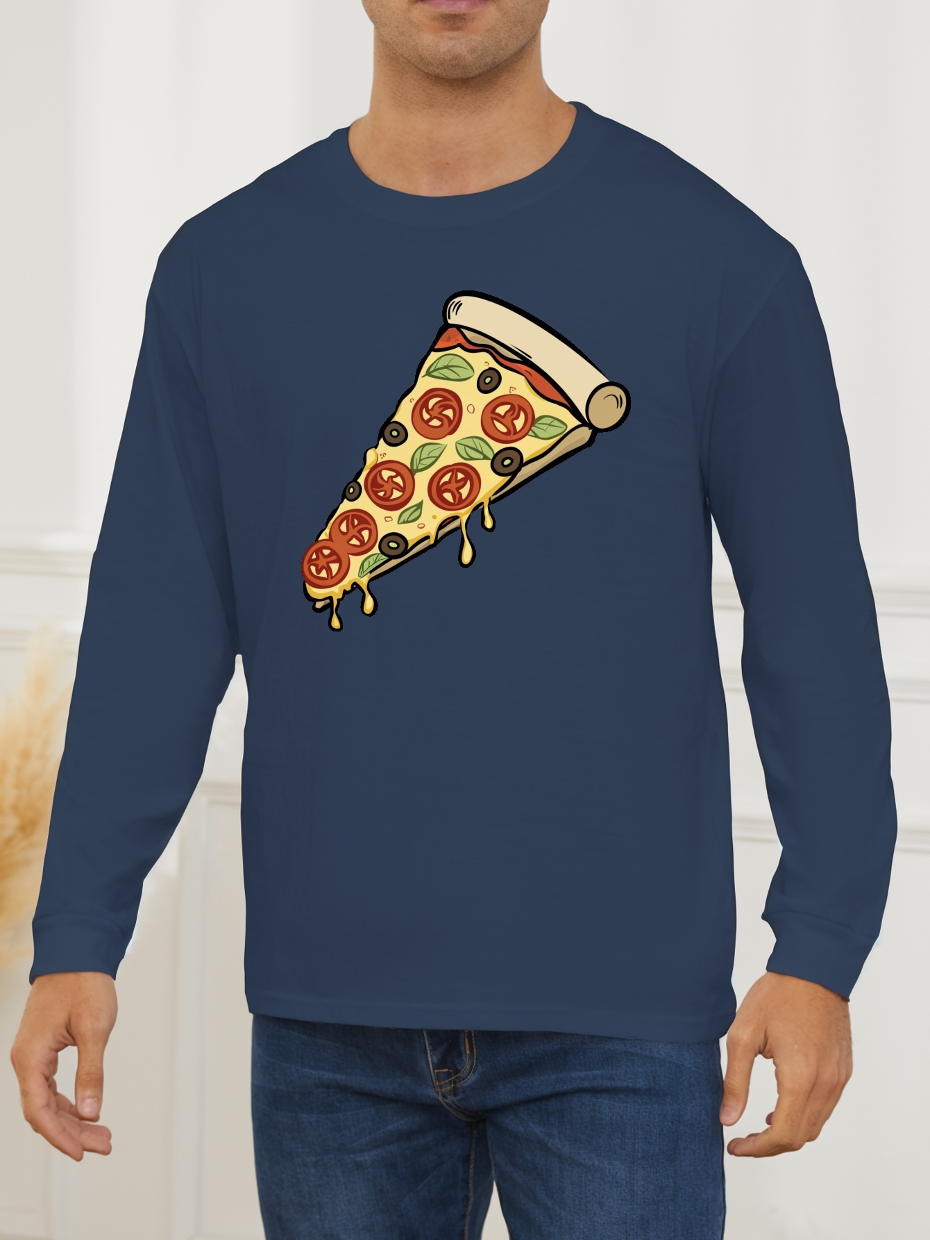 pizza print t shirt tees men casual long sleeve t - Temu Australia