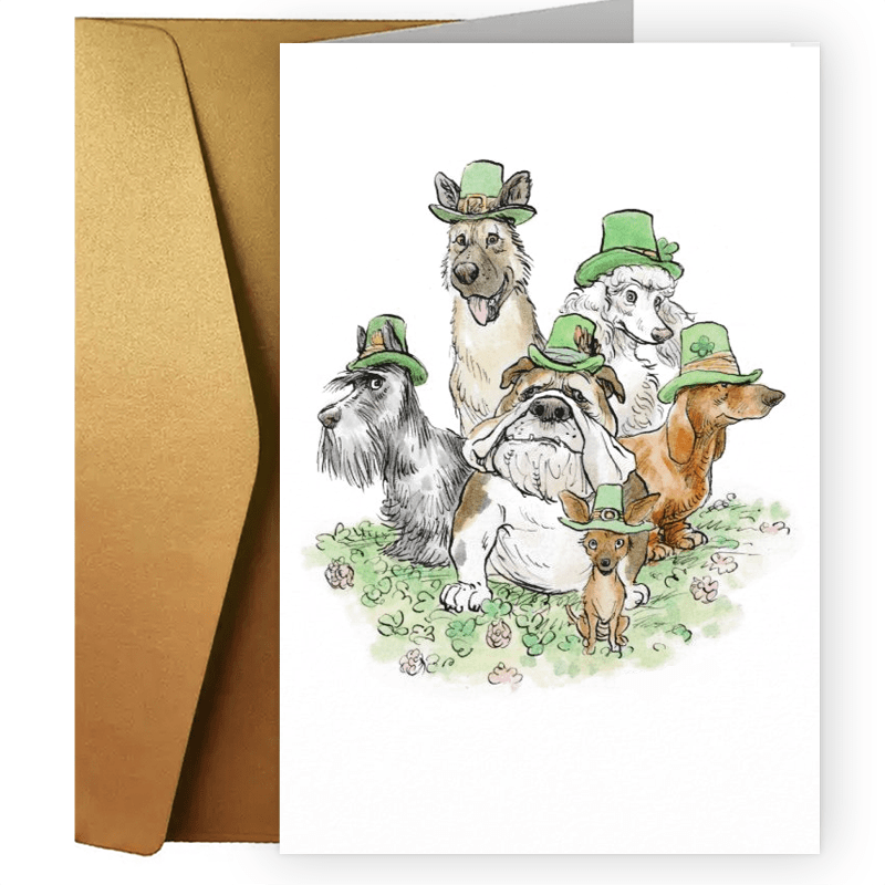 

1pc Funny Creative St. Patrick's Day Greeting Card St. Patrick's Day Dogs Card