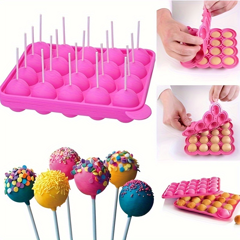 

1pc Lollipop Mold With Stick, Silicone 20-hole Round Lollipop Mold, Chocolate Mold, Round Ice Tray Mold, Cake Mold, Jelly Pudding Mold, Baking Tools For Bakery