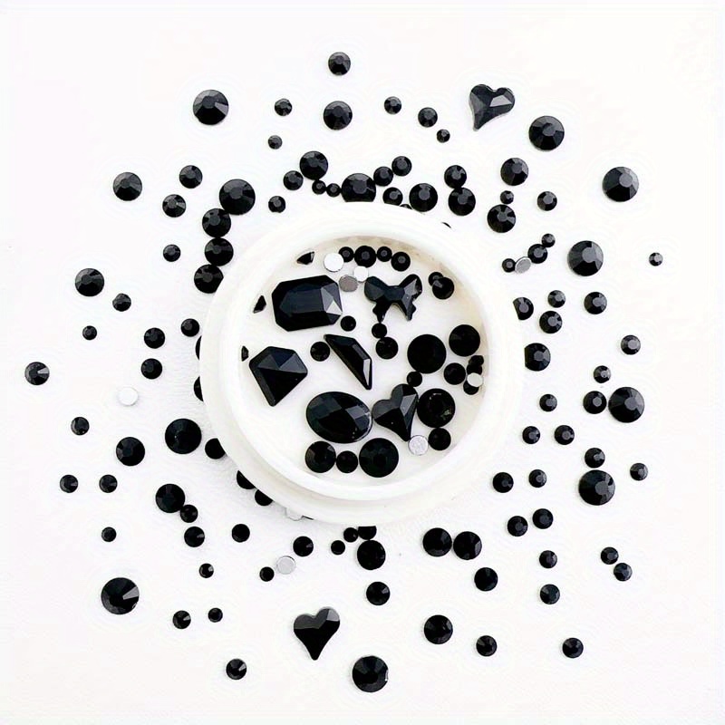 Black Flat Bottom Drill Nail Jewelry Semi-round Water Drill Nail Decoration