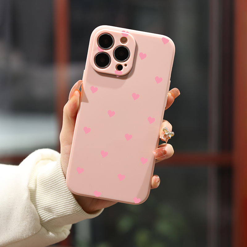 

Heart & Cherry Silicone Phone Case For Iphone 15 15 Pro 14 13 12 Pro Max 11 Xs Max Xr 6s 7 8 Plus Protection Phone Cases Car Fall Back Cover