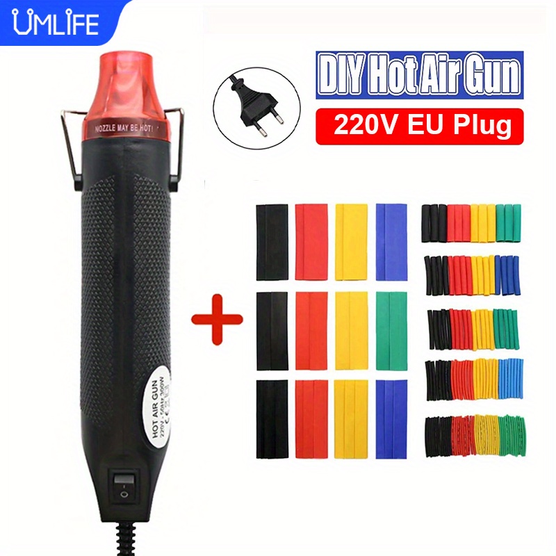 

Umlife 220v Eu Plug Diy Use Heat Gun Electric Power Tool With Heat Shrink Tube Kit, 300w Heating Gun For Diy Craft Embossing Shrink Wrapping Pvc