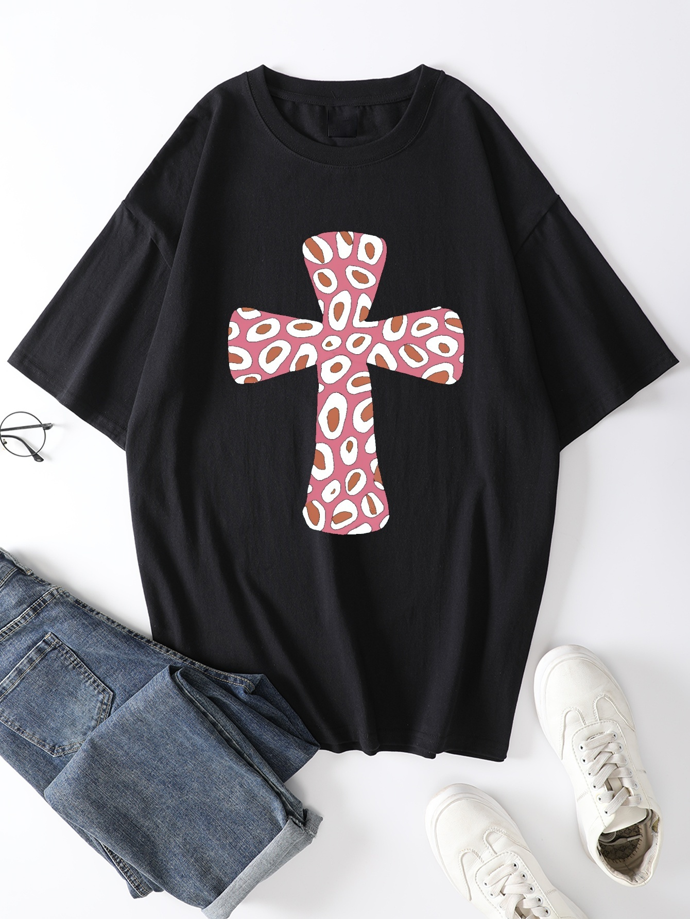 Cross Print T Shirt Tees Men Casual Short Sleeve T - Temu Australia