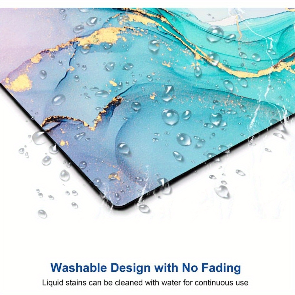 Mouse Pad, Cyan Blue Marble Mouse Pad, Washable Square Cloth Mousepad