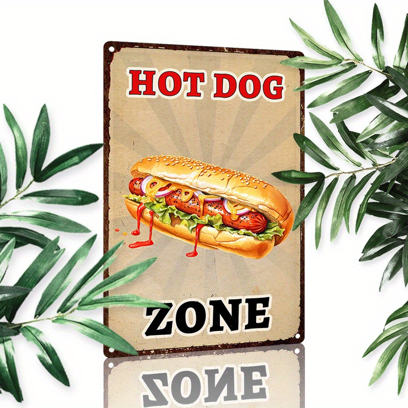 

1pc 8x12inch (20x30cm) Aluminum Sign Metal Sign Hot Dog Zone Retro Wall Decor Gift For Man Cave Home Gate Garden Cafes Office Store Club