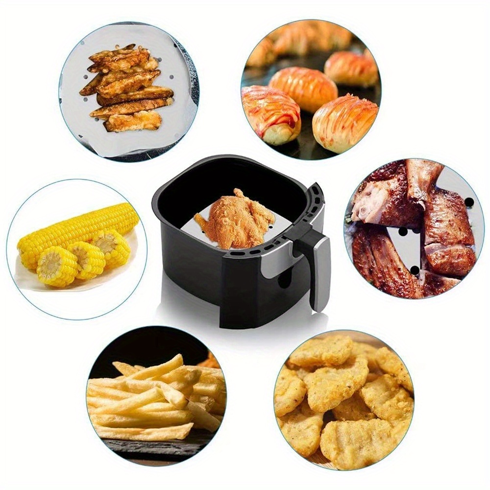 50pcs non stick air fryer parchment liners square oil absorbing paper for   cooking baking details 5