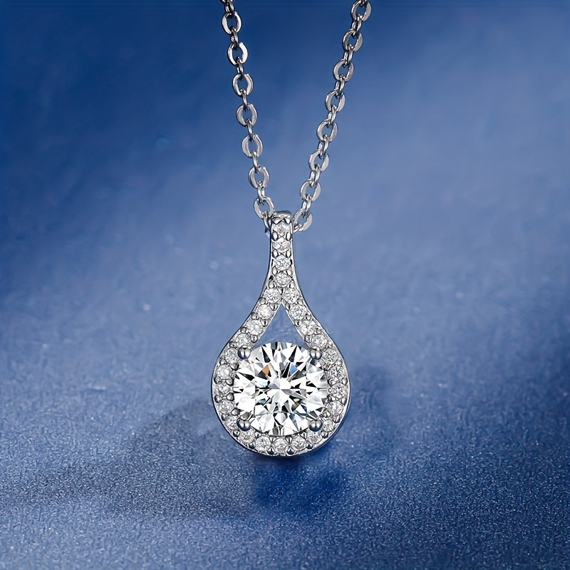 

1/3/4/5ct Round Cut Moissanite Drop Shaped 925 Sterling Silver Necklace, Daily Decorations
