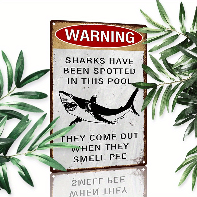 

1pc 8x12inch (20x30cm) Aluminum Sign Metal Sign Swimming Pool Sharks Danger Warning Vintage Art Wall Decor Sign