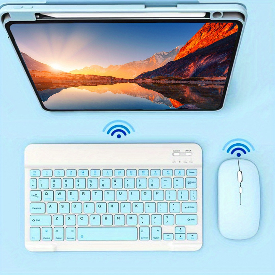 10 inch wireless keyboard and mouse keyboard for ipad air pro tablet for android ios windows details 2
