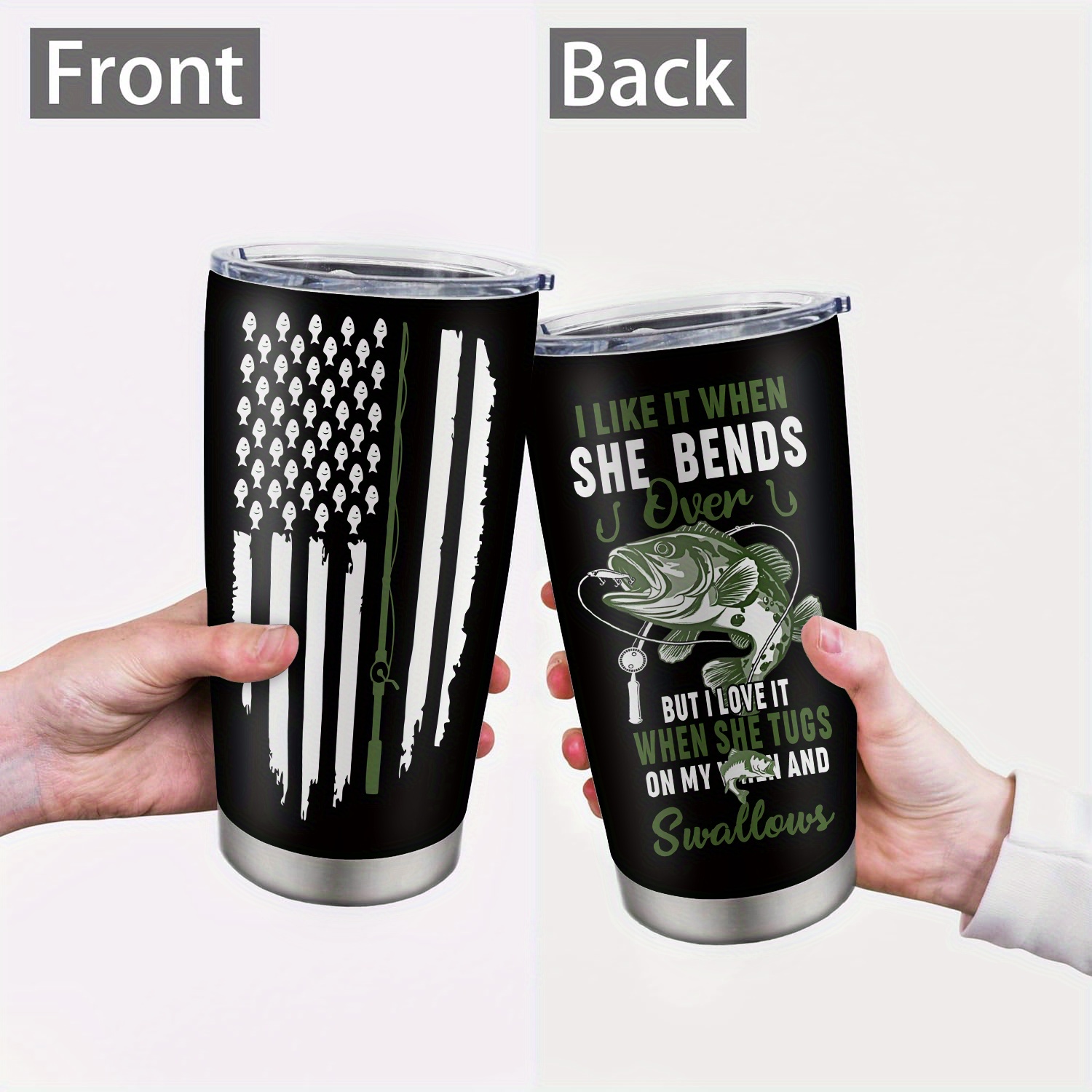 Fishing Gifts For Men Tumbler 20 oz American Flag Cup  Insulated Birthday Gifts For Boyfriend Coffee Mug Funny Gfits For Dad  husband Unique: Tumblers & Water Glasses