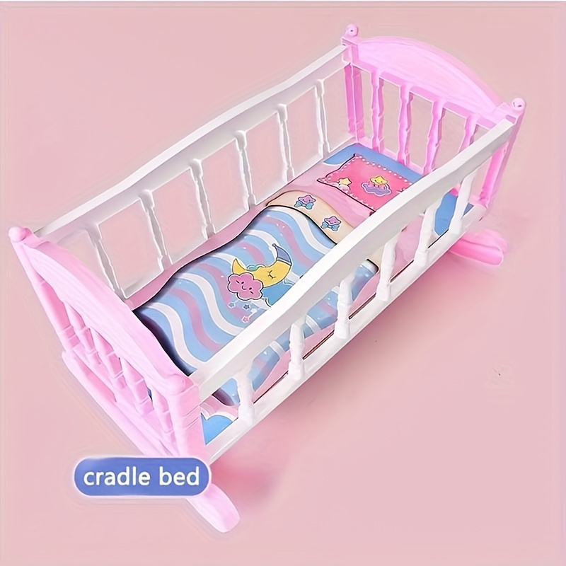 Cama de muñeca de bebé, cama de muñeca de madera, cuna de juguete para  bebé, camas para muñecas de bebé, muebles de muñeca para casa de muñecas
