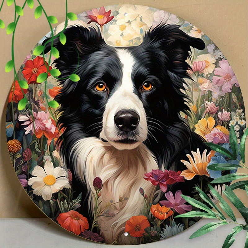 

1pc 8x8inch (20x20cm) Round Aluminum Sign Metal Sign Border Collie Dog Garden For Border Collie Lovers For Man Cave Home Decor