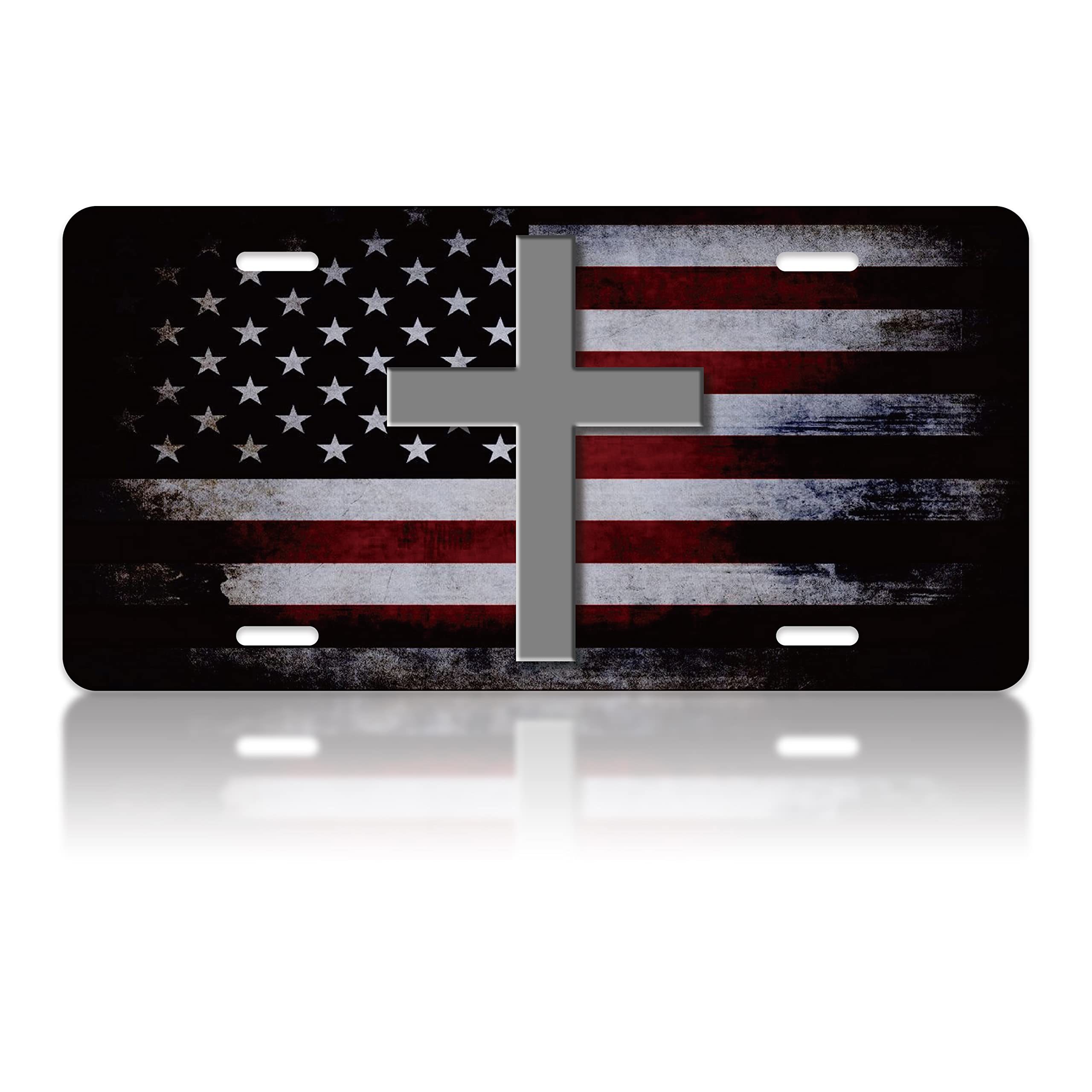  USA Fishing Flag License Plate Cover Aluminum Car Decorative  Front License Plate Covers Novelty Vanity Tag Rust-Proof License Plate  Protector 6x12 Inch : Automotive